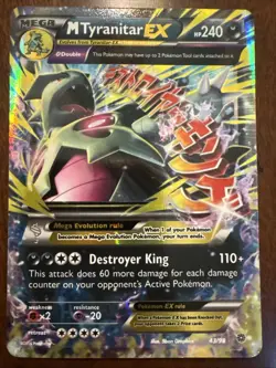 Mega M Tyranitar EX ULTRA RARE 43/98 XY Ancient Origins Pokemon TCG Holo Foil MP - Image 1