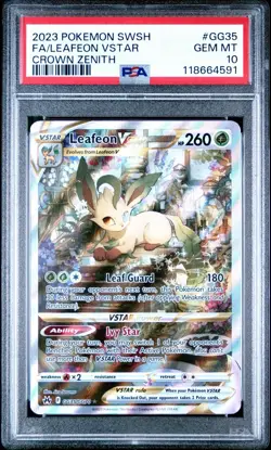 2023 Pokemon Crown Zenith Leafeon VSTAR GG35/GG70 Alternate Art PSA 10 Gem Mint - Image 1