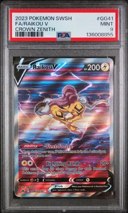 2023 POKEMON SWORD & SHIELD CROWN ZENITH #GG41 FULL ART/RAIKOU V PSA 9 - Image 1