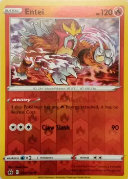 021/159 ENTEI REVERSE HOLO CROWN ZENITH POKEMON CARD - Image 1