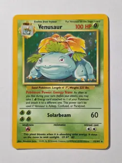 Venusaur 15/102 Base Set Rare Holo Pokemon Card WOTC 1999 - Light Play - Image 1