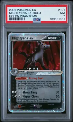 2006 POKEMON EX HOLON PHANTOMS #101 MIGHTYENA EX-HOLO PSA 7 - Image 1