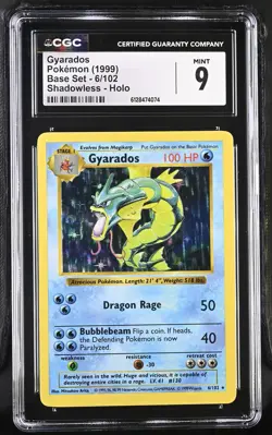 Gyarados 1999 Pokemon Base Set Shadowless CGC 9 #6 - Image 1