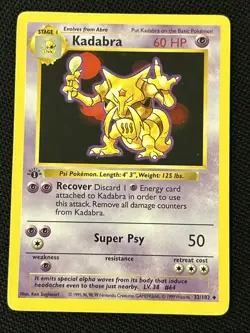Pokemon Kadabra 32/102 1st Edition (Shadowless) *Near Mint* - Image 1