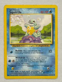 Squirtle 63/102 Common Base Set Pokemon Heavily Played - Image 1