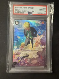 2025 ONE PIECE OP10-ROYAL BLOOD SPECIAL ALTERNATE ART #003 SANJI PSA 10 - Image 1