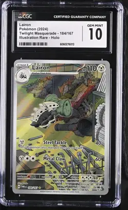 CGC 10 Lairon 184/167 Illustration Rare Twilight Masquerade Pokemon Card - Image 1