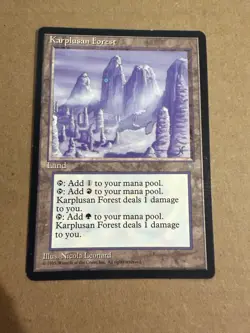 MTG Ice Age LP Karplusan Forest *Misprint* Mountain *Ink Bubble* - Image 1