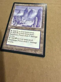 MTG Ice Age LP Karplusan Forest *Misprint* Mountain *Ink Bubble* - Image 3