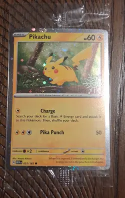 Pokemon Pikachu Sealed Holiday Snowflake Stamp 025/165 NM - Image 1