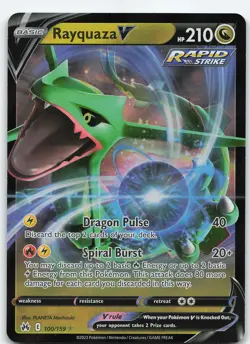 Rayquaza V 100/159 Ultra Rare Holo Crown Zenith NM Pokemon - Image 1