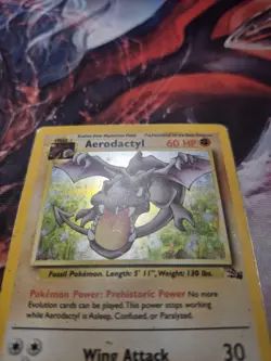 Aerodactyl 1/62 Fossil Holo Rare Unlimited Pokemon Card - HP - Image 2