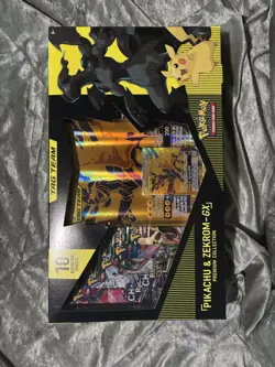 2021 Pokemon TCG Pikachu and Zekrom GX Tag Team Premium Collection Box SEALED - Image 1