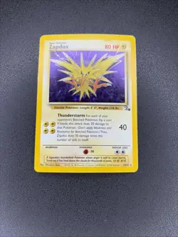 Pokemon TCG - Zapdos 1999 Fossil 15/62 Unlimited Rare Holo HP DMG - Image 2