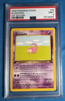 👀 1st Edition SLOWPOKE - PSA 9 - 1999 Pokemon Fossil WOTC Card 55/62 📈 - Image 1