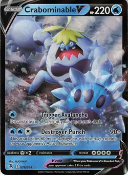 Crabominable V 076/264 Ultra Rare Holo SWSH08: Fusion Strike NM Pokemon - Image 1