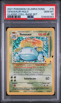 2021 POKEMON CELEBRATIONS CLASSIC COLL #15 VENUSAUR-HOLO PSA 10 - Image 1