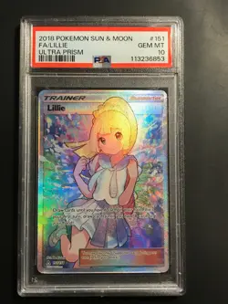 PSA 10 Lillie Ultra Prism 151/156 GEM MINT Pokemon Full Art Trainer - Image 1