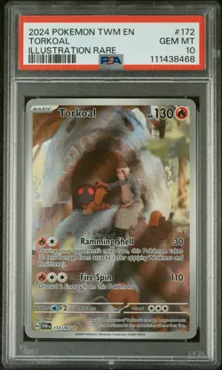 2024 POKEMON TWM EN-TWILIGHT MASQUERADE ILLUSTRATION RARE #172 TORKOAL PSA 10 - Image 1