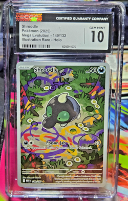2025 Pokemon Mega Evolution 149/132 Shroodle Illustration Rare Holo CGC 10 - Image 1