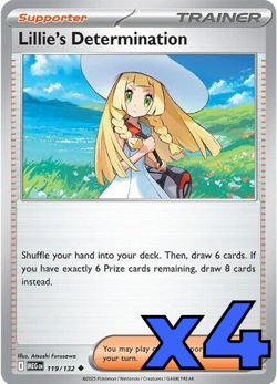 4x Lillie's Determination 119/132 Me01: Mega Evolution PLAYSET x4 - Pokemon TCG - Image 1