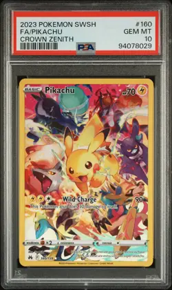 2023 POKEMON SWORD & SHIELD CROWN ZENITH #160 FULL ART/PIKACHU PSA 10 - Image 1