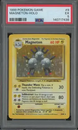 1999 Pokemon Game MAGNETON #9 Holo Foil Vintage PSA 5 Excellent JA608 - Image 1