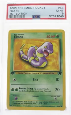 PSA 9 MINT 2000 Pokemon Team Rocket #56 Ekans 1st Edition !!! - Image 1