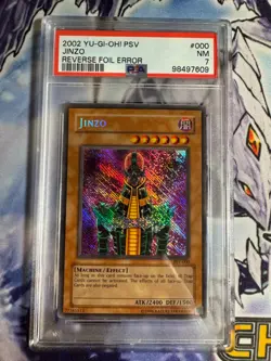 2002 YUGIOH PSV-000 JINZO REVERSE FOIL SECRET RARE - CLEAN PSA 7 NM - Image 1
