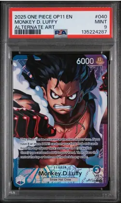 2025 ONE PIECE OP11-A FIST OF DIVINE SPEED ALTERNATE ART MONKEY D. LUFFY PSA 9 - Image 1