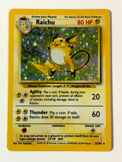 Raichu - 14/102 - Pokemon Base Set Unlimited Holo Rare Card WOTC MP/HP Card - Image 1