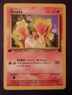 Pokemon Cards: Team Rocket 1st Edition Common: Ponyta 64/82 VLP NM. Not Better . - Image 1