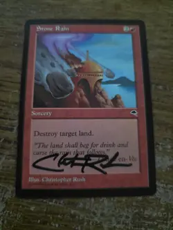 Stone Rain SIGNED By Christopher Rush Mtg Magic The Gathering - Image 1