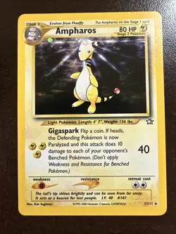 Ampharos 1/111 Holo Rare Pokemon TCG Neo Genesis WOTC LP SWIRL - Image 1