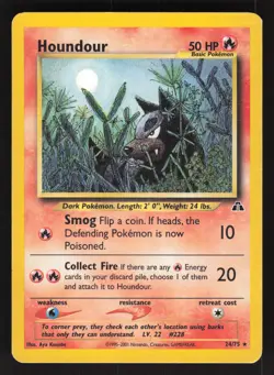 Houndour 24/75 Non-holo Rare Pokemon TCG Neo Discovery MP - Image 1