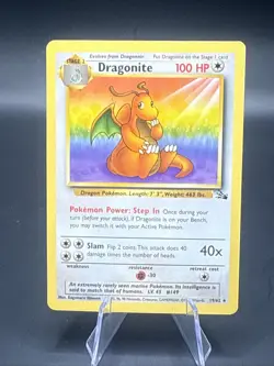 Pokemon TCG Dragonite 19/62 Fossil Non-Holo Rare Card WOTC 1999 Vintage LP! - Image 4