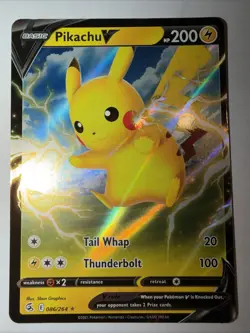 💥 Pikachu V 086/264 Ultra Rare Holo SWSH08: Fusion Strike Pokemon TCG - Image 1