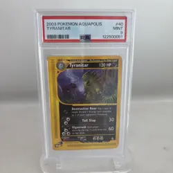 Pokemon TCG Tyranitar 40/147 Aquapolis Non Holo Rare E Series PSA 9 New Cert - Image 1