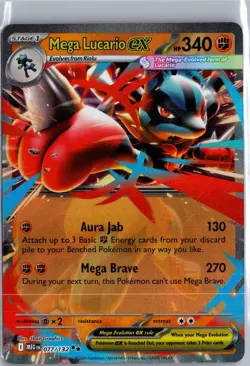 Mega Lucario ex 077/132 Double Rare Mega Evolution Pokemon Near Mint - Image 1