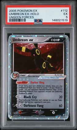 Pokemon Umbreon ex 112/115 Unseen Forces EX-Holo Ultra Rare 2005 PSA 5 - Image 1