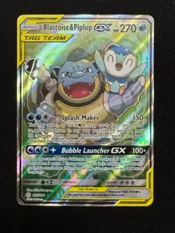 Pokemon TCG SM Cosmic Eclipse Blastoise Piplup GX 215/236 Tag Team Alt Art NM! - Image 1