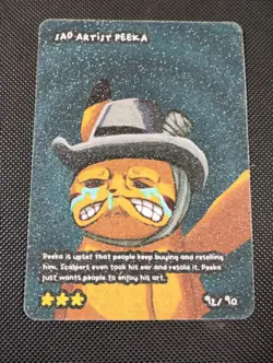 Sad Artist Peeka (Pikachu) 92/90 Set Hit Holo Pokedoodles Set 1 Fan Art- Pokemon - Image 1