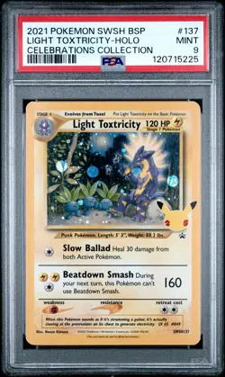 2021 POKEMON SWSH PROMO CELEBRATIONS COLLECTION LIGHT TOXTRICITY-HOLO PSA 9 - Image 1