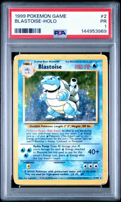 1999 Pokemon Game Blastoise-Holo #2 PSA 1 PR - Image 1