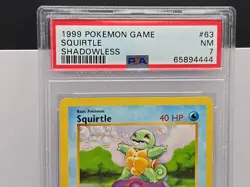 1999 POKEMON BASE SET SHADOWLESS #63 /102 SQUIRTLE PSA 7 - Image 2