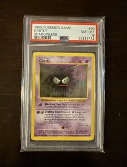 Pokemon 1999 Base Set Shadowless Gastly 50/102 PSA 8 NM-MT - Image 1