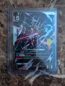 Gundam Card Game GD01-066 LR+ Justice Gundam Alt Art Foil NM - Image 1