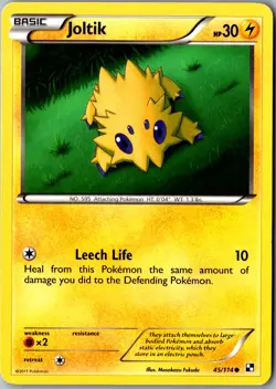 Joltik 45/114 Common Black and White LP Pokemon Card - Image 1