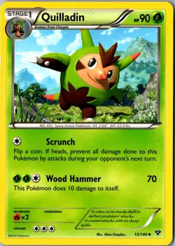 Quilladin 13/146 Uncommon XY Base Set LP Pokemon Card - Image 1