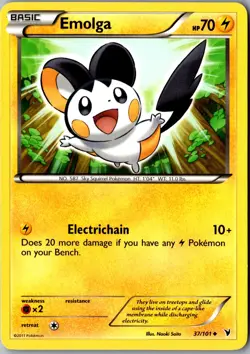 Emolga 37/101 Uncommon Noble Victories LP Pokemon Card - Image 1